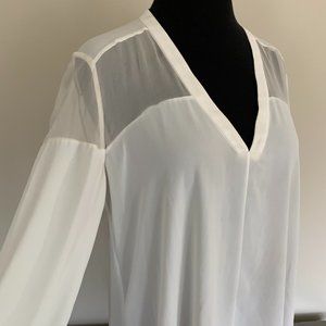 Elizabeth and James Long Sleeve cream silk blouse top